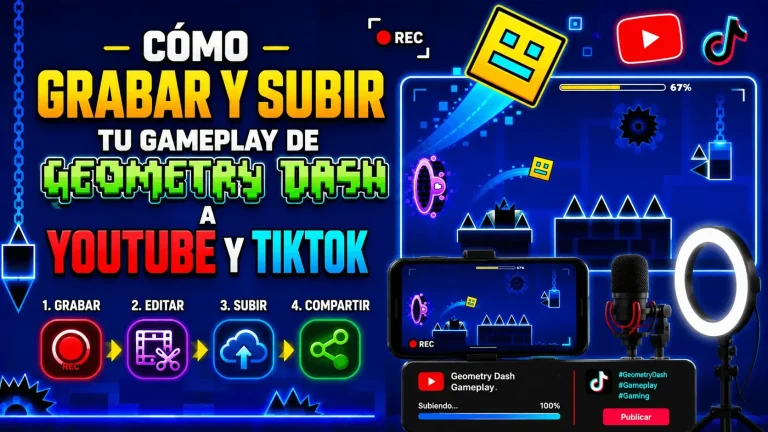 Graba y sube tus partidas de Geometry Dash a YouTube y TikTok