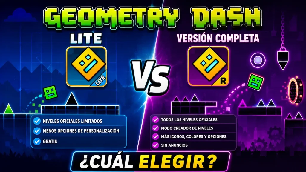 Geometry Dash Lite vs Versión Completa